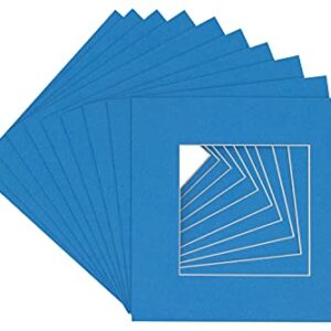 12x12 Mat for 8x8 Photo - Precut Bay Blue Picture Matboard for Frames Measuring 12 x 12 Inches - Bevel Cut to Display Art 8 x 8 Inches - Acid Free Pack of 100 MATS with Backing Boards & Clear Bags