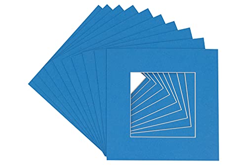 12x12 Mat for 8x8 Photo - Precut Bay Blue Picture Matboard for Frames Measuring 12 x 12 Inches - Bevel Cut to Display Art 8 x 8 Inches - Acid Free Pack of 100 MATS with Backing Boards & Clear Bags