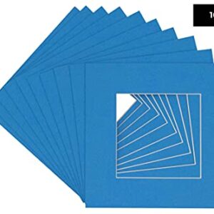 12x12 Mat for 8x8 Photo - Precut Bay Blue Picture Matboard for Frames Measuring 12 x 12 Inches - Bevel Cut to Display Art 8 x 8 Inches - Acid Free Pack of 100 MATS with Backing Boards & Clear Bags