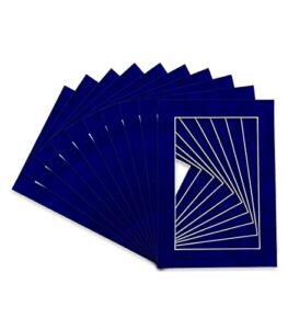 8.5x11 mat for 5.5x8.5 photo - precut royal blue suede picture matboard for frames 8.5 x 11 inches - bevel cut to display art 5.5 x 8.5 - acid free pack of 100 mats with backing boards & clear bags