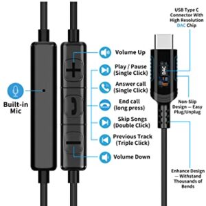 TITACUTE USB C Headphone for Samsung A53 S54 S22 S23 S21 S20 FE Wired Earbuds Magnetic in-Ear Type C Earphone with Microphone Stereo Noise Canceling for Galaxy Z Flip 5 Fold 4 Pixel 7 6 6a 7a OnePlus