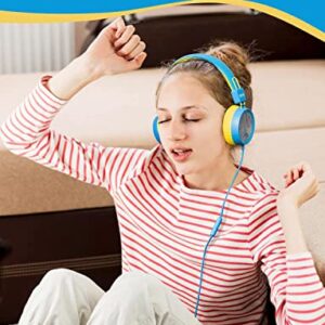 RIYO KH20 Kids Headphones with HD Microphone Compatible with Phones/laptops/Tablets/Computers and Gaming Devices (Sky Blue)