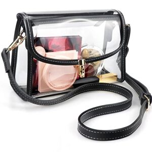 coromay clear purse for women, clear crossbody bag stadium approved, fashion clear purses with vegan leather trim