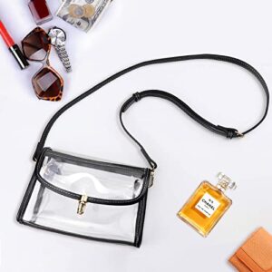 COROMAY Clear Purse for Women, Clear Crossbody Bag Stadium Approved, Fashion Clear Purses with Vegan Leather Trim