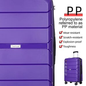 Travelhouse Luggage Set 3piece, Wear-Resistance Hardshell Ligthwegt Spinner Wheels Suitcase Set with Tsa Lock, PP Carry on luggage(20" 24" 28") for men and women (Purple 31)