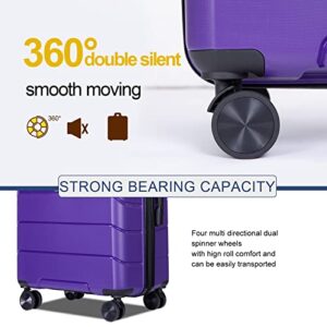 Travelhouse Luggage Set 3piece, Wear-Resistance Hardshell Ligthwegt Spinner Wheels Suitcase Set with Tsa Lock, PP Carry on luggage(20" 24" 28") for men and women (Purple 31)