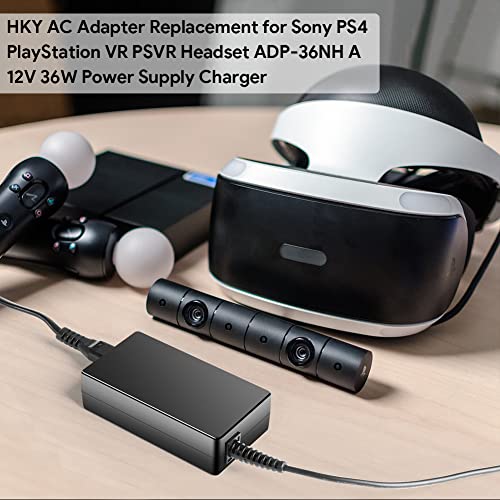 HKY 12V AC Adapter Charger Compatible with Sony Playstation VR Virtual Reality Headset Sony PS4 Playstation 4 PSVR2 PSVR Power Cord Replacement ADP-36NH A CUH-ZAC1 CUH-ZVR2 Power Supply Adapter