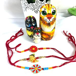 KSJONE Rakhi for Brother Rakhi for Brother and Bhabhi Send Rakhi to Usa Rakhi for Brother with gift set rakhi set rakhi gift for sister Designer Fancy Rakhi 3 Pcs