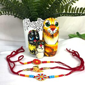 KSJONE Rakhi for Brother Rakhi for Brother and Bhabhi Send Rakhi to Usa Rakhi for Brother with gift set rakhi set rakhi gift for sister Designer Fancy Rakhi 3 Pcs