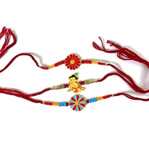 KSJONE Rakhi for Brother Rakhi for Brother and Bhabhi Send Rakhi to Usa Rakhi for Brother with gift set rakhi set rakhi gift for sister Designer Fancy Rakhi 3 Pcs