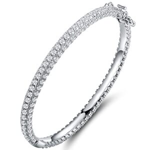 Barzel 18K Gold Plated Crystal Bling Eternity Bangle Bracelet (Silver)