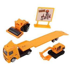 jijo 4pcs mini alloy construction trucks set 1:64 carrier truck engineering trailer car toys for age 3+ mini alloy construction
