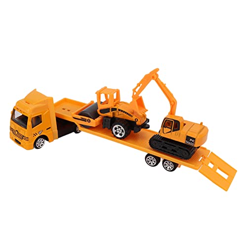 JIJO 4PCS Mini Alloy Construction Trucks Set 1:64 Carrier Truck Engineering Trailer Car Toys for Age 3+ Mini Alloy Construction