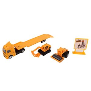 JIJO 4PCS Mini Alloy Construction Trucks Set 1:64 Carrier Truck Engineering Trailer Car Toys for Age 3+ Mini Alloy Construction