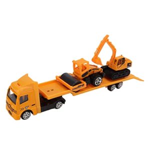 JIJO 4PCS Mini Alloy Construction Trucks Set 1:64 Carrier Truck Engineering Trailer Car Toys for Age 3+ Mini Alloy Construction