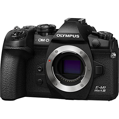 Olympus OM-D E-M1 Mark III Mirrorless Camera (Body Only) + SanDisk 64GB Extreme SDXC, Spare Battery, Lightweight 60” Tripod, Ultra-Bright 160 LED Video Light with Diffusers & Much More (21pc Bundle)