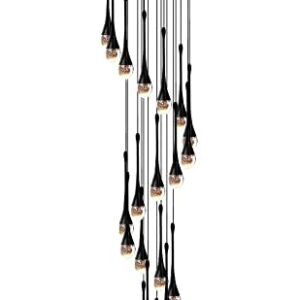 ykolupty 138'' High Black 20Lights Spiral Staircase Pendant Chandelier Lampara de Living Room Ceiling Crystal Chandeliers Foyer Entrance Crystal Chandelier Raindrops Bubble LED 2700-6000K Dimmable