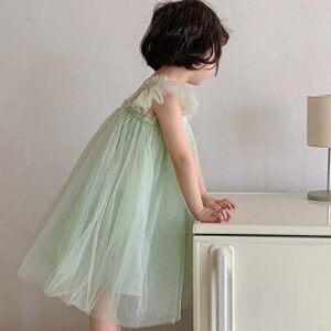 Baby Girls Layered Fly Sleeve Tutu Dress Casual Party Tulle Tunic Dresses Light Green 9-12 Months