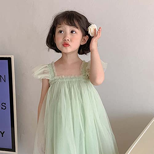 Baby Girls Layered Fly Sleeve Tutu Dress Casual Party Tulle Tunic Dresses Light Green 9-12 Months