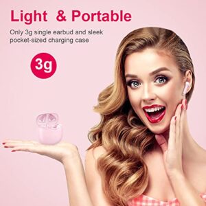 Wireless Earbud, Bluetooth 5.3 Headphones in Ear with Noise Cancelling Mic, Bluetooth Earbud Stereo Bass, IP7 Waterproof Sports Earphones, 32H Playtime USB C Charging Ear Buds Pink for Android iOS