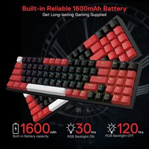 Redragon K628 PRO 75% 3-Mode Wireless RGB Gaming Keyboard, 78 Keys Hot-Swappable Compact Mechanical Keyboard w/Hot-Swap Free-Mod PCB Socket, Dedicated Arrow Keys & Numpad, Red Switch