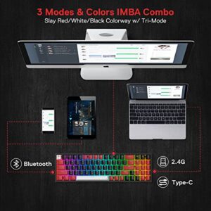 Redragon K628 PRO 75% 3-Mode Wireless RGB Gaming Keyboard, 78 Keys Hot-Swappable Compact Mechanical Keyboard w/Hot-Swap Free-Mod PCB Socket, Dedicated Arrow Keys & Numpad, Red Switch