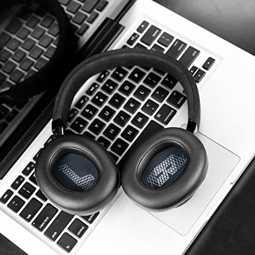 SOULWIT Replacement Ear Pads for JBL E65 (E65BT E65BTNC)/Live 650 (650NC 650BTNC)/Live 660 (660NC 660BTNC)/Duet NC Over-Ear Headphones, Earpads Cushions with Softer Leather (Black)