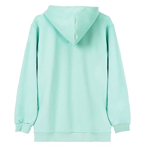 JULGIRL Women's Print Cute Frog Hoodie Kawaii Mushroom Sweatshirt for Teen Girls Aesthetic Cottagecore Clothes Long Sleeve Pocket Tops B-green Large