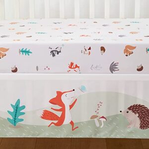 beeweed 3-Piece Crib Bedding Set for Boys Girls, Soft Baby Bedding Set Including Blanket, Crib Skirt & Crib Sheets, Woodland Animal Nursery Bedding Set