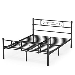 Weehom Full Size Metal Bed Frame Mattress Foundation/Platform Bed Heavy Duty Steel Slat Best for Kids Adults Student Black