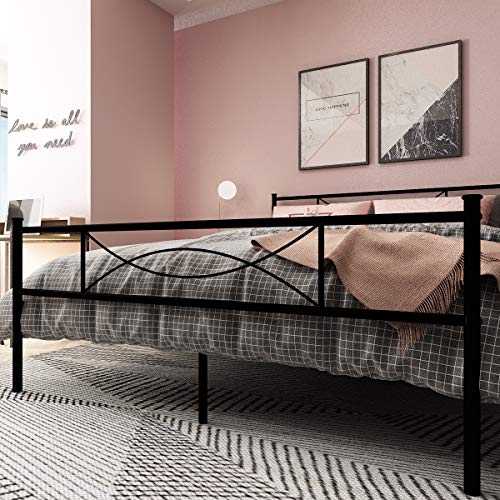 Weehom Full Size Metal Bed Frame Mattress Foundation/Platform Bed Heavy Duty Steel Slat Best for Kids Adults Student Black