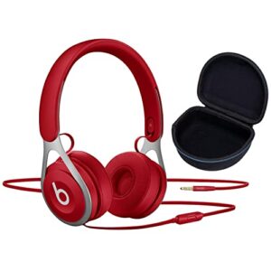 ep on-ear wired headphones with inline remote and microphone bundle with carrying case (red)