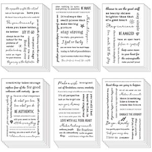 48 sheets inspirational quotes planner stickers small talk for journaling scrapbook supplies motivational words simple neat handwritten letters typewritten scripts, 8 styles (black)