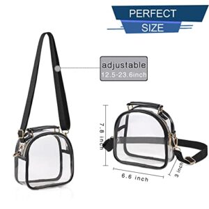 Clear Purse Crossbody Bags Women: See through stadium approved handbags transparent plastic tote bag for concerts (Black)