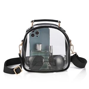 Clear Purse Crossbody Bags Women: See through stadium approved handbags transparent plastic tote bag for concerts (Black)