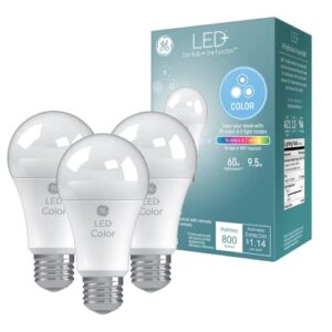 ge led+ color changing led light bulbs with remote, no app or wi-fi required, a19 bulbs (3 pack)