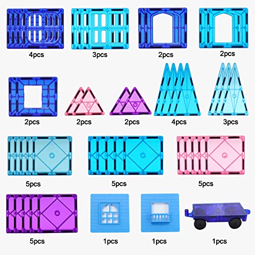 NVHH Magnetic Tiles Kids Toys for 3 4 5 6 7 8+ Year Old Boys Girls 3D Castle Princess Magnetic Building Blocks Educational Toddler Girls Toys Age 2-4 5 6-8 Year Old Girl Boy Birthday 47pcs