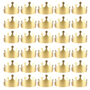 haozaikeji 30 pcs gold foil crowns, birthday party paper crowns golden king crown hat for birthday celebration photo props, adjustable for adults and kids