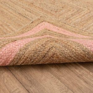 3x5 4x6 5x8 6x9 8x10 9x12 Ft. Indian Hand Braided Pink Stripes Jute Rectangle Handmade Rug Bohemian Jute Rug Round Jute Rug Office Sisal Rug (2x3 feet Jute Rug, Brown + Black Line)