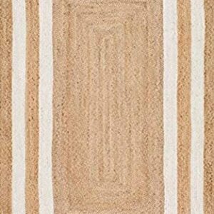 3x5 4x6 5x8 6x9 8x10 9x12 Ft. Indian Hand Braided Pink Stripes Jute Rectangle Handmade Rug Bohemian Jute Rug Round Jute Rug Office Sisal Rug (2x3 feet Jute Rug, Brown + Black Line)