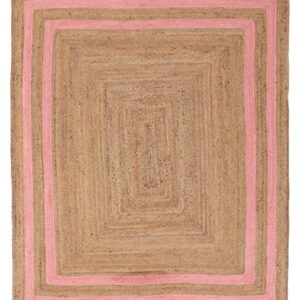 3x5 4x6 5x8 6x9 8x10 9x12 Ft. Indian Hand Braided Pink Stripes Jute Rectangle Handmade Rug Bohemian Jute Rug Round Jute Rug Office Sisal Rug (2x3 feet Jute Rug, Brown + Black Line)