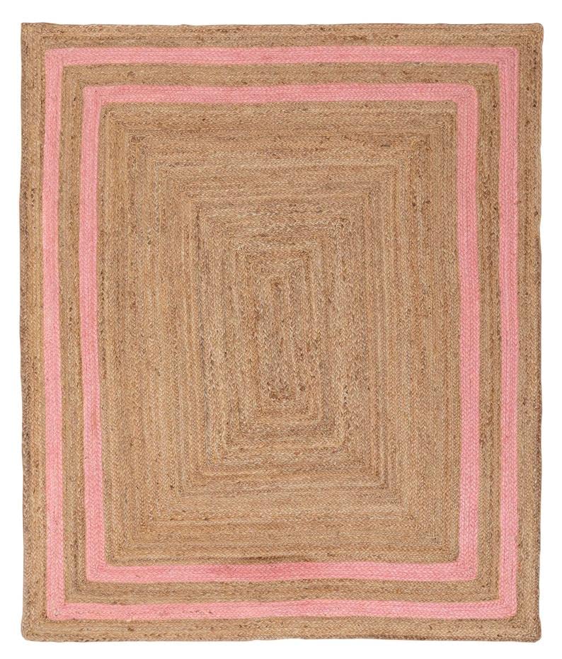 3x5 4x6 5x8 6x9 8x10 9x12 Ft. Indian Hand Braided Pink Stripes Jute Rectangle Handmade Rug Bohemian Jute Rug Round Jute Rug Office Sisal Rug (2x3 feet Jute Rug, Brown + Black Line)