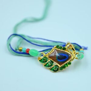 TRIYASHH Peacock Design Rakhi for Brothers Handmade Rakhi for Raksha Bandhan Colorful Beads/Stone Rakhi (D22)