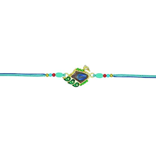 TRIYASHH Peacock Design Rakhi for Brothers Handmade Rakhi for Raksha Bandhan Colorful Beads/Stone Rakhi (D22)