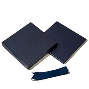 RUSPEPA Medium Birthday Gift Box with Lids, Ribbon and Tissue Paper, Collapsible Gift Box - 1 Pcs, 9x9x9 Inches, Navy Blue