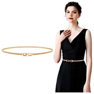 jasgood women skinny metal waist belt gold waistband elastic metal chain waist belt for dress