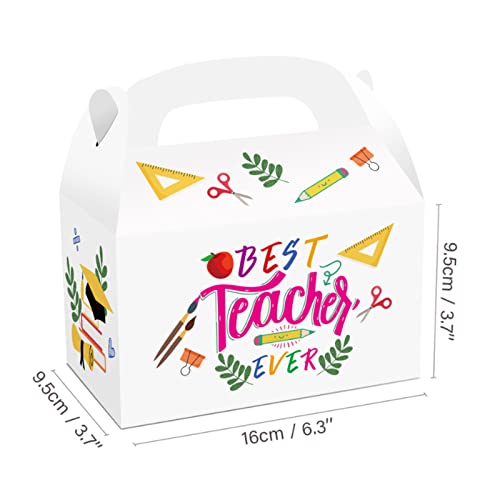 12 Packs Teacher Day Theme Party Favor Treat Boxes Best Teacher Ever Goodies Boxes Party Time Gift Boxes for Birthday Party Decration Supplies