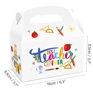 12 Packs Teacher Day Theme Party Favor Treat Boxes Best Teacher Ever Goodies Boxes Party Time Gift Boxes for Birthday Party Decration Supplies