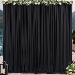 black backdrop curtains for parties, 8ft x 10ft polyester photography backdrop drapes for birthday baby shower wedding decorations