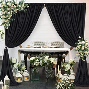 Black Backdrop Curtains for Parties, 8ft x 10ft Polyester Photography Backdrop Drapes for Birthday Baby Shower Wedding Decorations